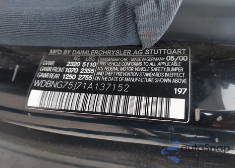 2001 Mercedes-Benz S 500 from USA, damaged, VIN WDBNG75J71A137152